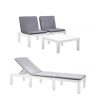 Conjunto Duetto de Jardín Mesa + 2 Sillones y Tumbona con Cojines