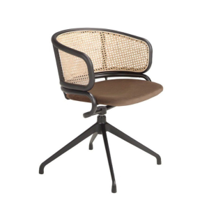Silla COLONIAL giratoria con reposabrazos tapizado marrón